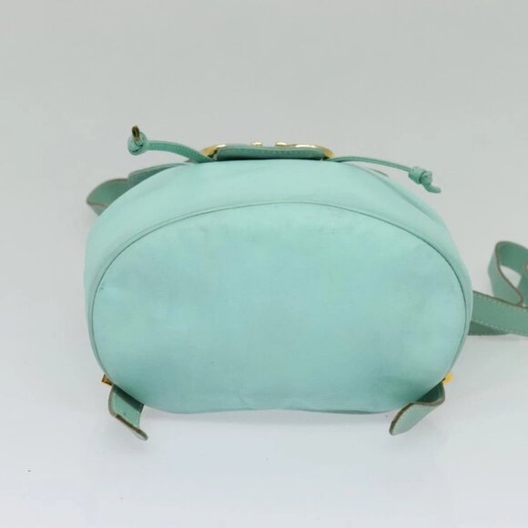 Salvatore Ferragamo Backpack Leather Turquoise Blue Gold Auth bs27971 main image 4
